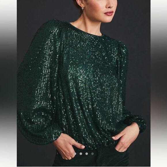 Elegant Green Sequin Top - Picture 4 of 4